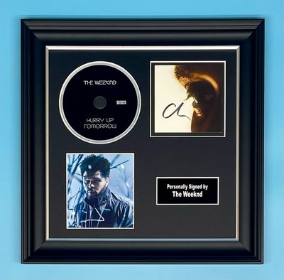 The Weeknd Signed Photo & CD In Luxury Handmade Wooden Frame & AFTAL Member Certificate Of Authenticity Hurry Up Tomorrow Poster Music Memorabilia Autograph