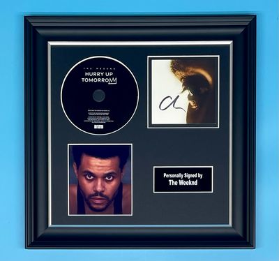 The Weeknd Signed Photo & CD In Luxury Handmade Wooden Frame & AFTAL Member Certificate Of Authenticity Hurry Up Tomorrow Poster Music Memorabilia Autograph