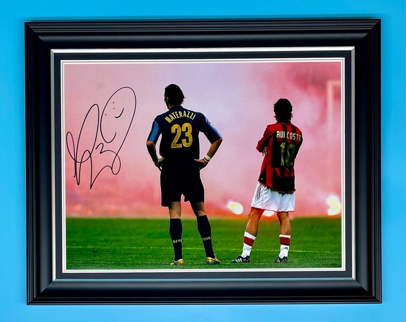 Marco Materazzi Signed Photo In Luxury Handmade Wooden Frame & AFTAL Member Certificate Of Authenticity Inter Milan Poster Football Soccer Memorabilia Autograph