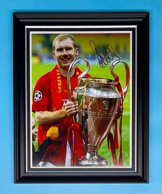 Paul Scholes Signed Photo In Luxury Handmade Wooden Frame & AFTAL Member Certificate Of Authenticity Manchester United Poster Football Soccer Memorabilia Autograph