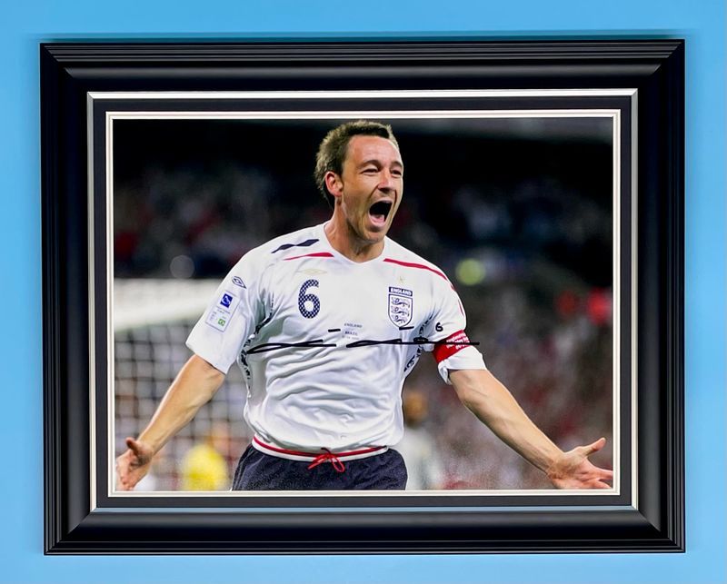 John Terry Signed Photo In Luxury Handmade Wooden Frame & AFTAL Member Certificate Of Authenticity England Poster Football Soccer Memorabilia Autograph