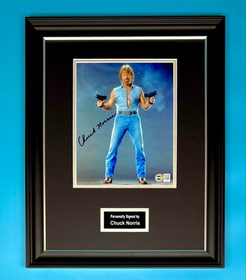 Chuck Norris Signed Photo In Luxury Handmade Wooden Frame With SWAU Verification & AFTAL Member Certificate Of Authenticity Invasion USA Poster Movie Film TV Memorabilia Autograph Auto