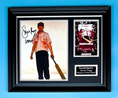 Simon Pegg Signed Photo In Luxury Handmade Wooden Frame & AFTAL Member Certificate Of Authenticity Shaun Of The Dead Poster Movie Film TV Memorabilia Autograph Auto