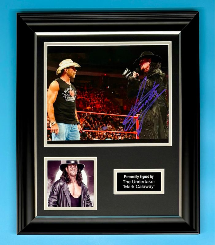The Undertaker Signed Photo In Luxury Handmade Wooden Frame & AFTAL Member Certificate Of Authenticity Mark Calaway Poster WWE Memorabilia Autograph Auto