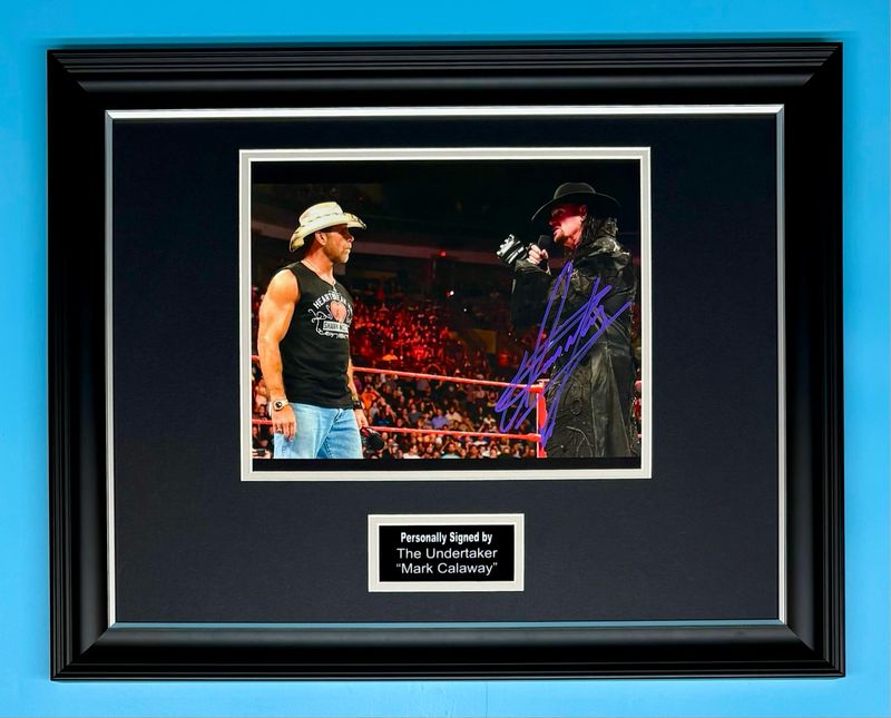 The Undertaker Signed Photo In Luxury Handmade Wooden Frame & AFTAL Member Certificate Of Authenticity Mark Calaway Poster WWE Memorabilia Autograph Auto