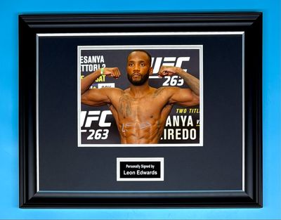 Leon Edwards Signed Photo In Luxury Handmade Wooden Frame & AFTAL Member Certificate Of Authenticity Poster UFC Memorabilia Autograph Auto