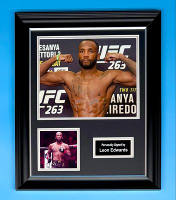 Leon Edwards Signed Photo In Luxury Handmade Wooden Frame & AFTAL Member Certificate Of Authenticity Poster UFC Memorabilia Autograph Auto