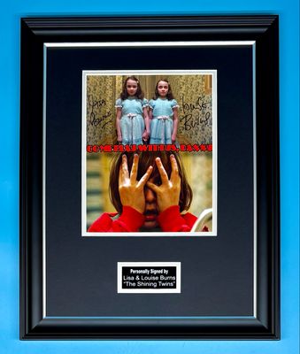 Lisa & Louise Burns Signed Photo In Luxury Handmade Wooden Frame & AFTAL Member Certificate Of Authenticity The Shining Twins Poster Movie Film TV Memorabilia Autograph Auto