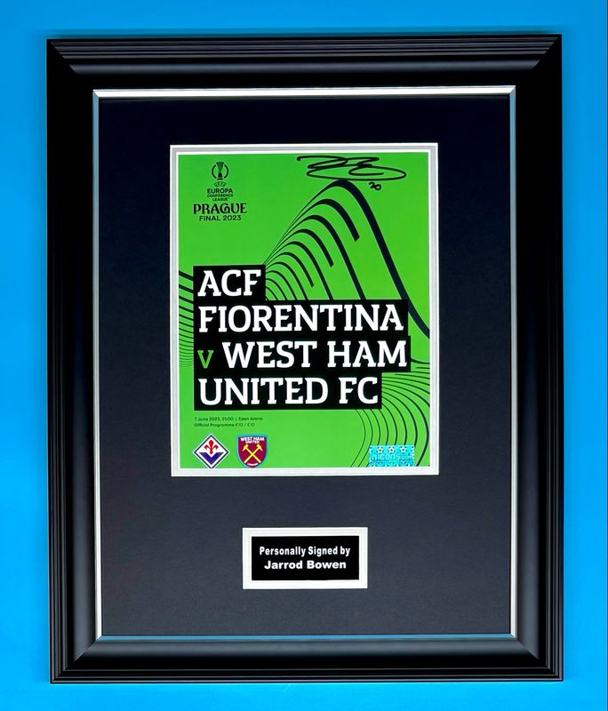 Jarrod Bowen Signed Photo In Luxury Handmade Wooden Frame & AFTAL Member Certificate Of Authenticity West Ham United Poster Football Soccer Memorabilia Autograph Auto