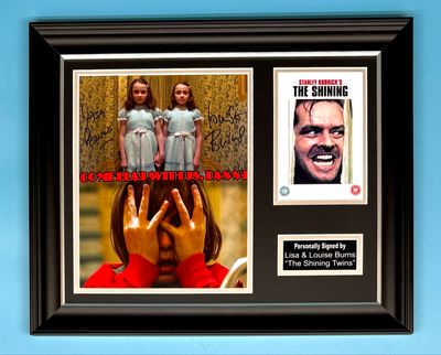 Lisa & Louise Burns Signed Photo In Luxury Handmade Wooden Frame & AFTAL Member Certificate Of Authenticity The Shining Twins Poster Movie Film TV Memorabilia Autograph Auto