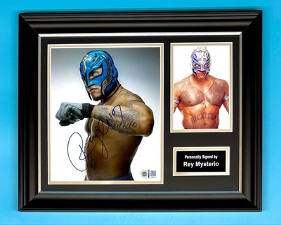 Rey Mysterio Signed Photo In Luxury Handmade Wooden Frame With SWAU Verification & Certificate Of Authenticity Poster WWE Memorabilia Autograph Auto