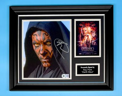 Ray Park Signed Photo In Luxury Handmade Wooden Frame With SWAU Verification & AFTAL Member Certificate Of Authenticity Star Wars Darth Maul Poster Movie Film TV Memorabilia Autograph Auto