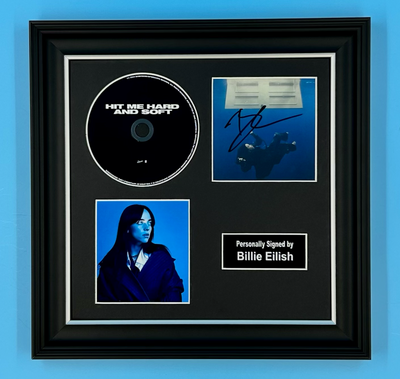 Billie Eilish Signed Photo & CD In Luxury Handmade Wooden Frame & AFTAL Member Certificate Of Authenticity Hit Me Hard And Soft Poster Music Memorabilia Autograph Auto