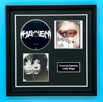 Lady Gaga Signed Photo & CD In Luxury Handmade Wooden Frame & AFTAL Member Certificate Of Authenticity Mayhem Poster Music Memorabilia Autograph Auto