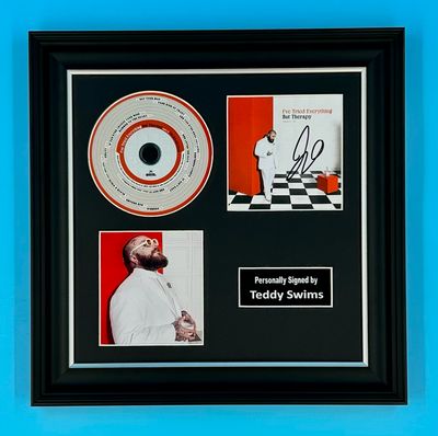 Teddy Swims Signed Photo & CD In Luxury Handmade Wooden Frame & AFTAL Member Certificate Of Authenticity I’ve Tried Everything But Therapy Poster Music Memorabilia Autograph Auto