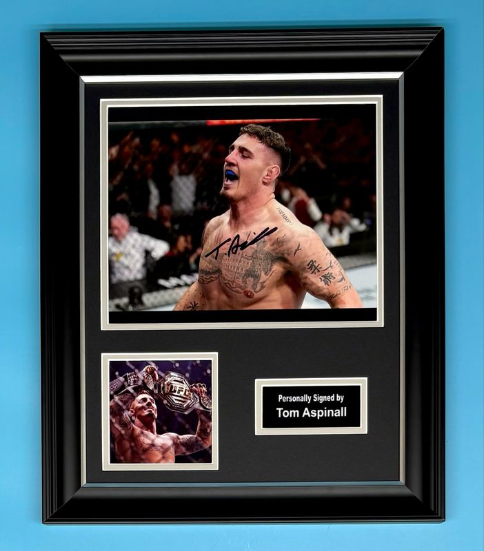 Tom Aspinall Signed Photo In Luxury Handmade Wooden Frame & AFTAL Member Certificate Of Authenticity Poster UFC Memorabilia Autograph Auto