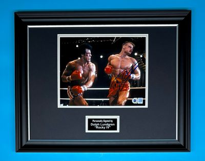 Dolph Lundgren Signed Photo In Luxury Handmade Wooden Frame With SWAU Verification & AFTAL Member Certificate Of Authenticity Rocky Poster Movie Film TV Memorabilia Autograph Auto