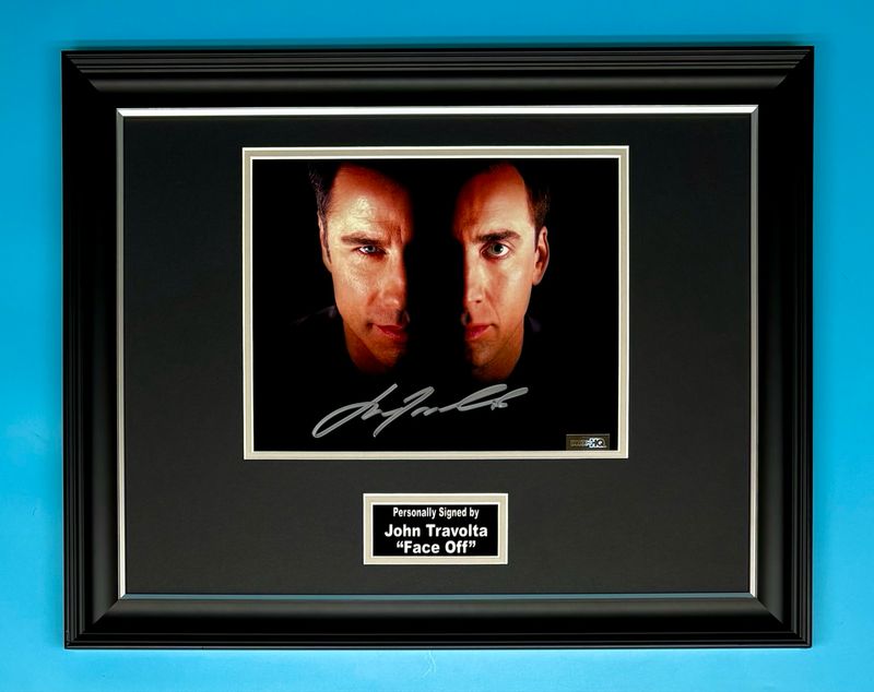 John Travolta Signed Photo In Luxury Handmade Wooden Frame & AFTAL Member Certificate Of Authenticity Face Off Poster Movie Film TV Memorabilia Autograph Auto