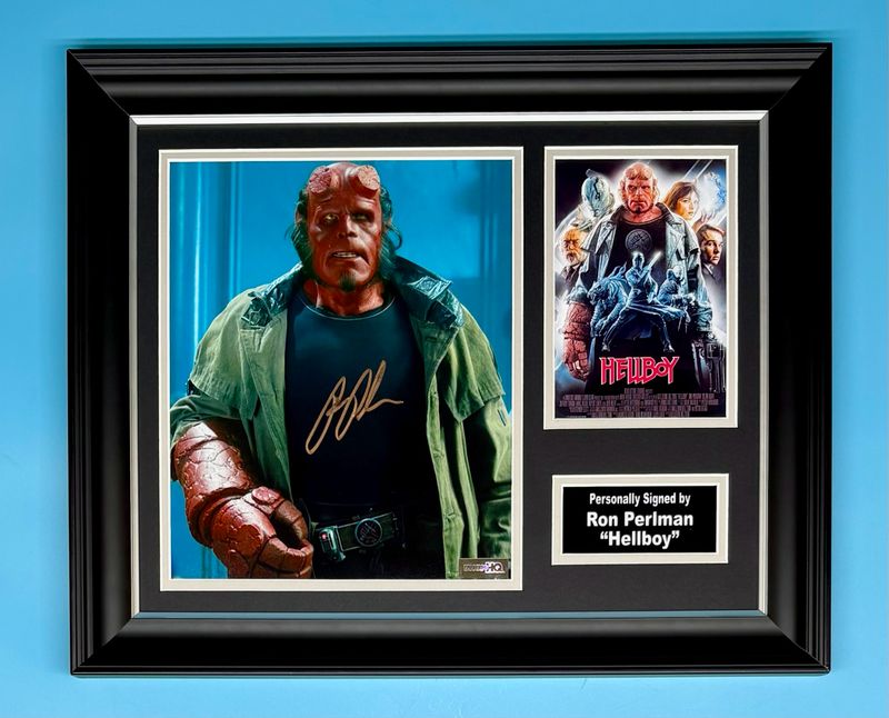 Ron Perlman Signed Photo In Luxury Handmade Wooden Frame & AFTAL Member Certificate Of Authenticity Hellboy Poster Movie Film TV Memorabilia Autograph Auto