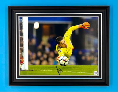 Ederson Signed Photo In Luxury Handmade Wooden Frame & AFTAL Member Certificate Of Authenticity Manchester City Poster Football Soccer Memorabilia Autograph Auto
