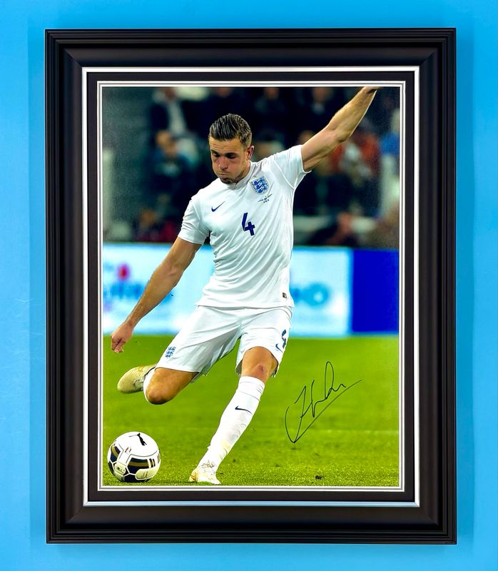 Jordan Henderson Signed Photo In Luxury Handmade Wooden Frame & AFTAL Member Certificate Of Authenticity England Poster Football Soccer Memorabilia Autograph Auto