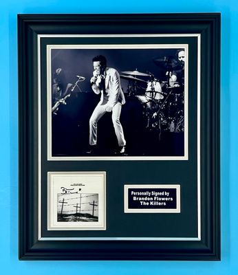 Brandon Flowers Signed Photo In Luxury Handmade Wooden Frame & AFTAL Member Certificate Of Authenticity Pressure Machine Poster Music Memorabilia The Killers Autograph Auto