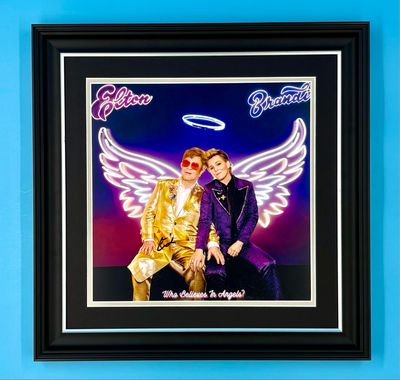 Elton John Signed Photo In Luxury Handmade Wooden Frame & AFTAL Member Certificate Of Authenticity Who Believes In Angels Poster Music Memorabilia Autograph Auto