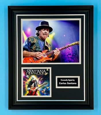 Carlos Santana Signed Photo In Luxury Handmade Wooden Frame & AFTAL Member Certificate Of Authenticity Sentient Poster Music Memorabilia Autograph Auto