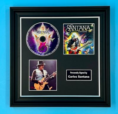 Carlos Santana Signed Photo & CD In Luxury Handmade Wooden Frame & AFTAL Member Certificate Of Authenticity Sentient Poster Music Memorabilia Autograph Auto