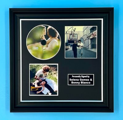 Benny Blanco & Selena Gomez Signed Photo & CD In Luxury Handmade Wooden Frame & AFTAL Member Certificate Of Authenticity I Said I Love You First Poster Music Memorabilia Autograph Auto