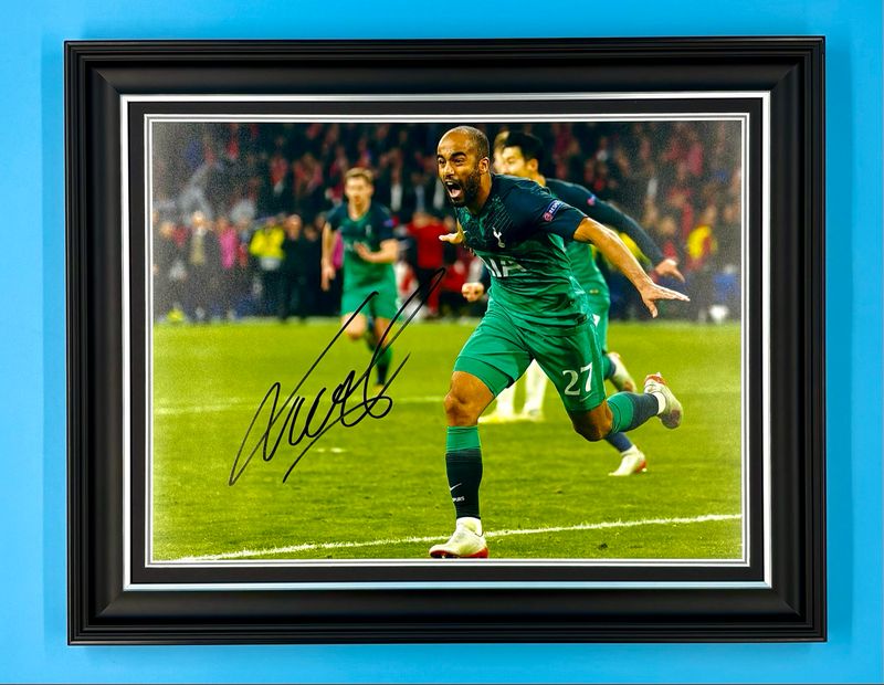 Lucas Moura Signed Photo In Luxury Handmade Wooden Frame With Certificate Of Authenticity Tottenham Hotspur Poster Football Soccer Memorabilia Autograph Auto