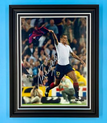 Rivaldo Signed Photo In Luxury Handmade Wooden Frame With Certificate Of Authenticity FC Barcelona Poster Football Soccer Memorabilia Autograph Auto