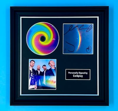 Coldplay Signed Photo & CD In Luxury Handmade Wooden Frame & Certificate Of Authenticity Moon Music Poster Music Memorabilia Autograph Auto