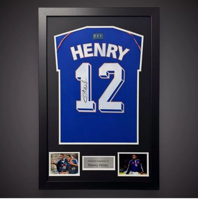 WEB EXCLUSIVE Thierry Henry Hand Signed France Shirt/Jersey In Luxury Wooden Frame & Certificate Of Authenticity Football Soccer World Cup Autograph Memorabilia Certified