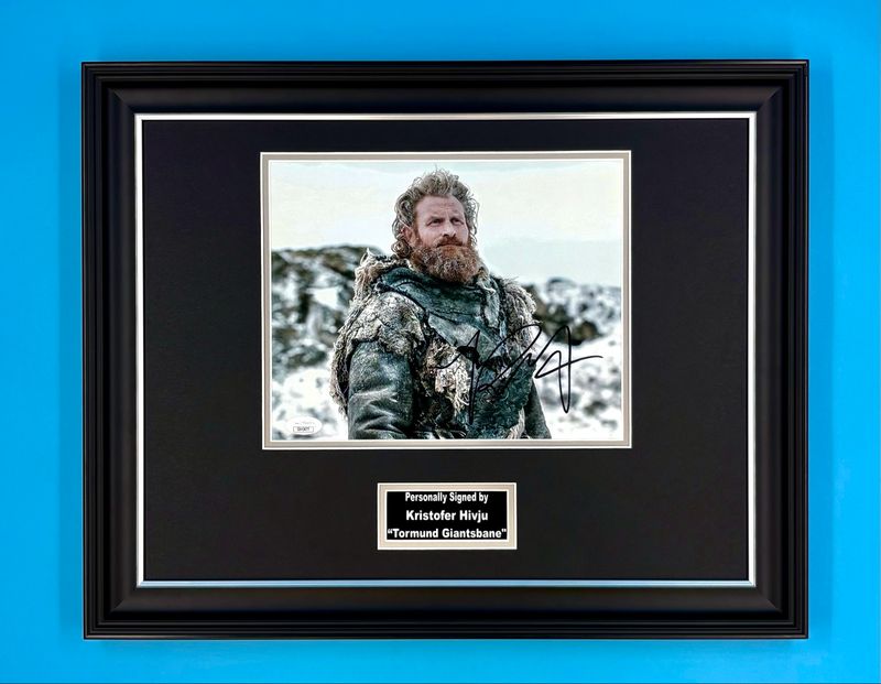 Kristofer Hivju Signed Photo In Luxury Handmade Wooden Frame With JSA Verification & Certificate Of Authenticity Game Of Thrones Poster Movie Film TV Memorabilia Tormund Giantsbane Autograph Auto