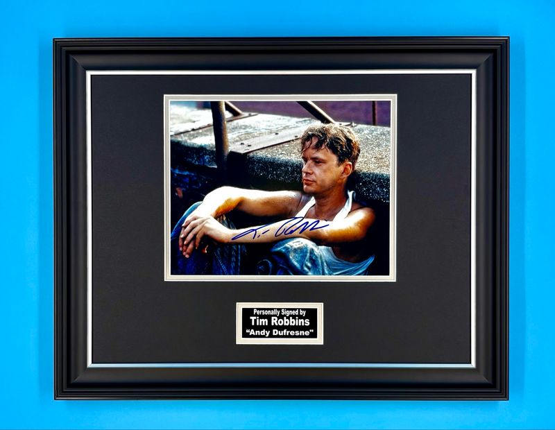 Tim Robbins Signed Photo In Luxury Handmade Wooden Frame With SWAU Verification & Certificate Of Authenticity The Shawshank Redemption Poster Movie Film TV Memorabilia Andy Dufresne Autograph Auto