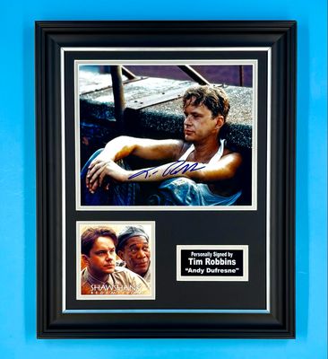 Tim Robbins Signed Photo In Luxury Handmade Wooden Frame With SWAU Verification & Certificate Of Authenticity The Shawshank Redemption Poster Movie Film TV Memorabilia Andy Dufresne Autograph Auto