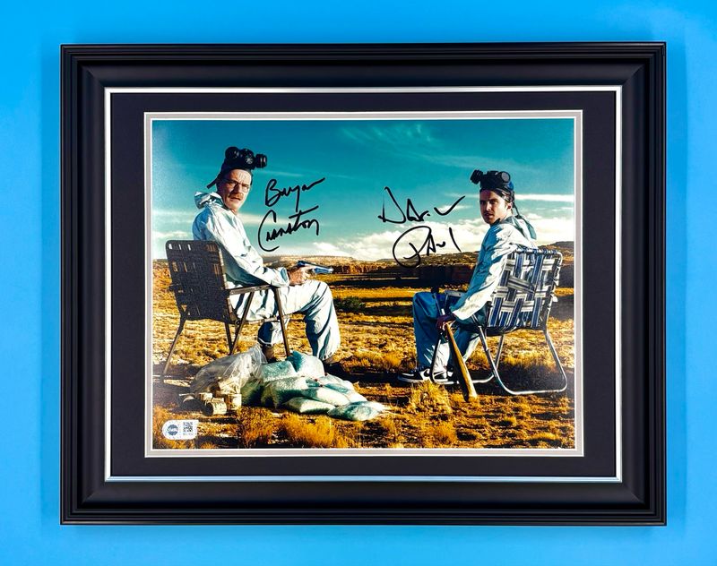 Bryan Cranston & Aaron Paul Signed Photo In Luxury Handmade Wooden Frame With SWAU Verification & Certificate Of Authenticity Breaking Bad Poster Movie Film TV Memorabilia Autograph Auto