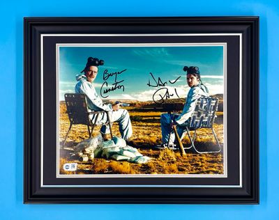 Bryan Cranston & Aaron Paul Signed Photo In Luxury Handmade Wooden Frame With SWAU Verification & Certificate Of Authenticity Breaking Bad Poster Movie Film TV Memorabilia Autograph Auto