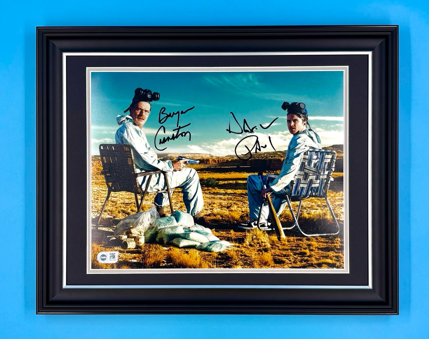 Bryan Cranston & Aaron Paul Signed Photo In Luxury Handmade Wooden Frame With SWAU Verification & Certificate Of Authenticity Breaking Bad Poster Movie Film TV Memorabilia Autograph Auto