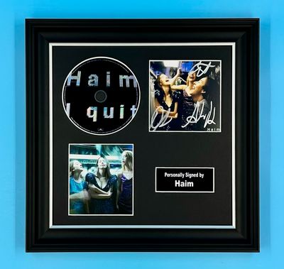 HAIM Signed Photo & CD In Luxury Handmade Wooden Frame & Certificate Of Authenticity Music Memorabilia Autograph Auto I Quit Poster