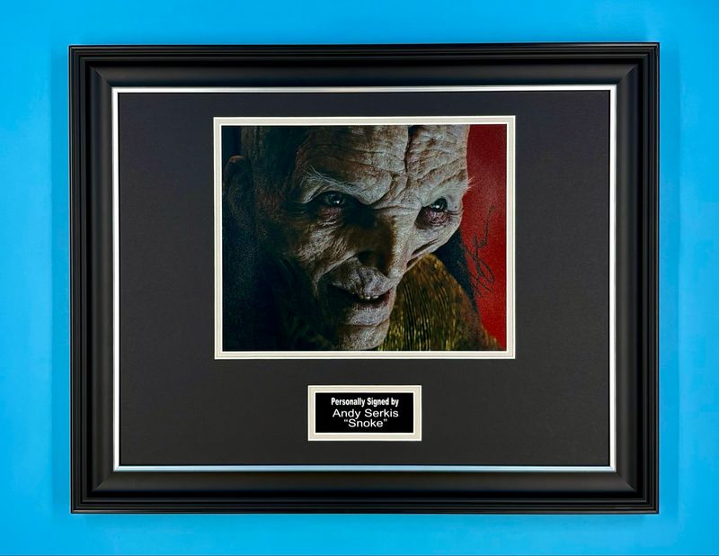 Andy Serkis Signed Photo In Luxury Handmade Wooden Frame & Certificate Of Authenticity Movie Film TV Memorabilia Snoke Autograph Auto Star Wars Poster