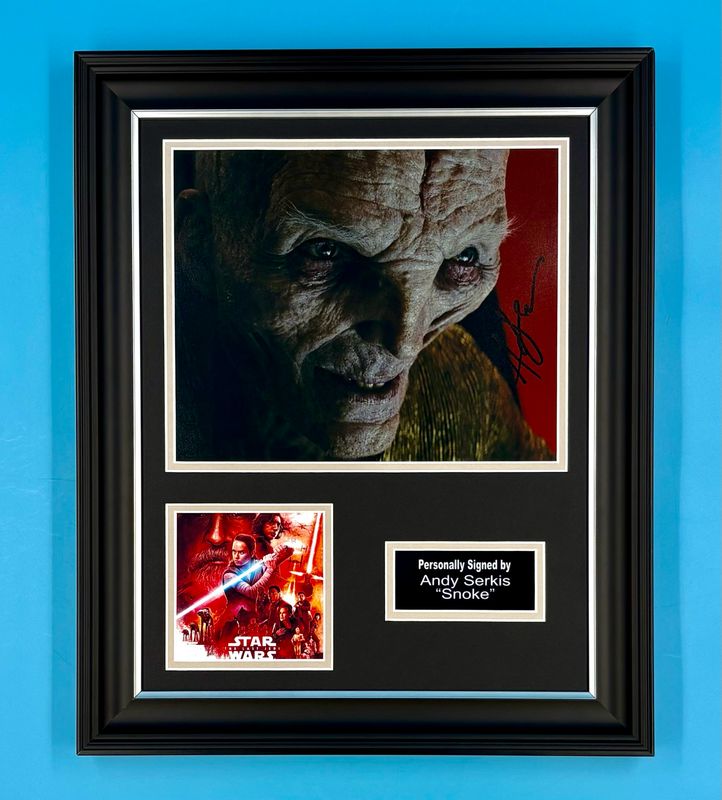 Andy Serkis Signed Photo In Luxury Handmade Wooden Frame & Certificate Of Authenticity Movie Film TV Memorabilia Snoke Autograph Auto Star Wars Poster