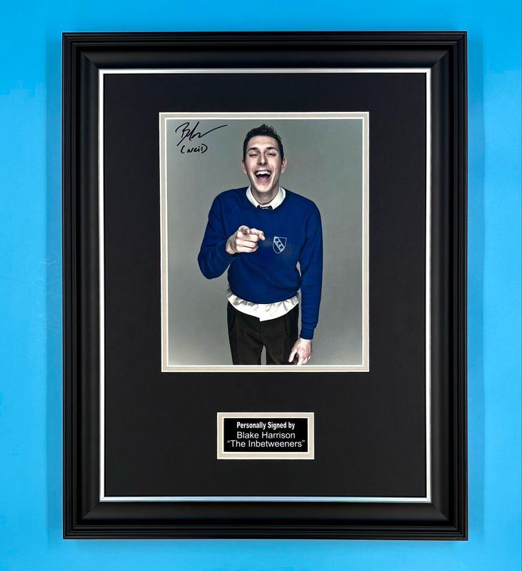 Blake Harrison Signed Photo In Luxury Handmade Wooden Frame & Certificate Of Authenticity Movie Film TV Memorabilia Neil Sutherland Autograph Auto The Inbetweeners Poster
