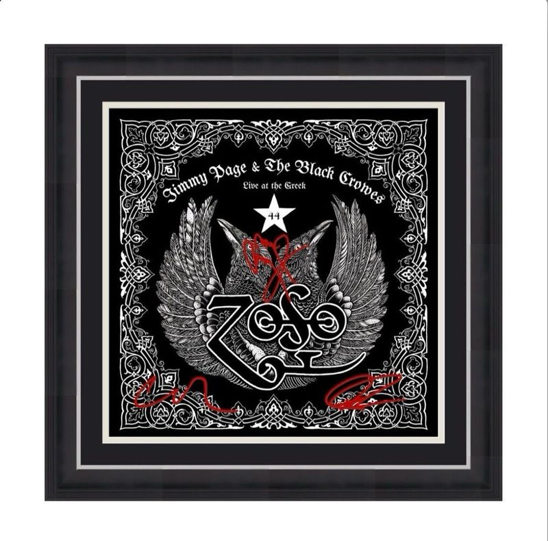 Jimmy Page & The Black Crowes Signed Limited & Numbered Vinyl Record In Luxury Handmade Wooden Frame & Certificate Of Authenticity Music Memorabilia Autograph Auto Led Zeppelin Poster