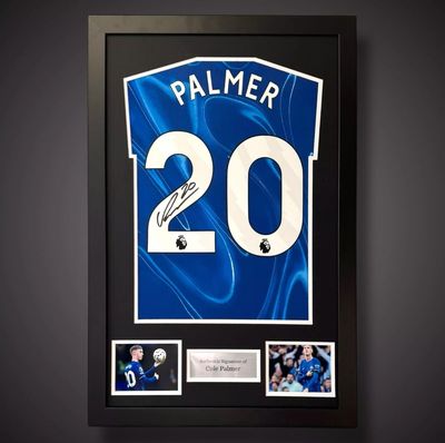 WEB EXCLUSIVE Cole Palmer Hand Signed Chelsea Shirt/Jersey In Luxury Wooden Frame & Certificate Of Authenticity Football Soccer Premier League Autograph Memorabilia Certified