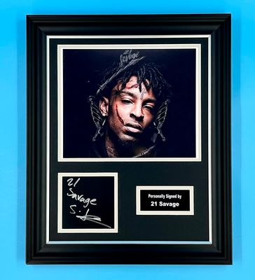 21 Savage Signed Photo In Luxury Handmade Wooden Frame & Certificate Of Authenticity Music Memorabilia Autograph Auto American Dream Poster
