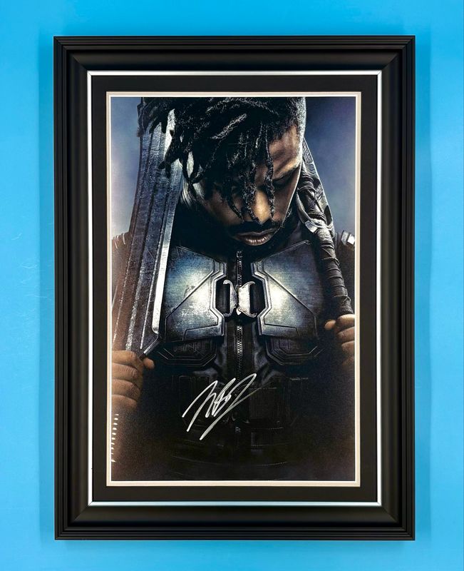 Michael B Jordan Signed Photo In Luxury Handmade Wooden Frame With SWAU Verification & Certificate Of Authenticity Movie Film TV Memorabilia Autograph Auto Black Panther Poster