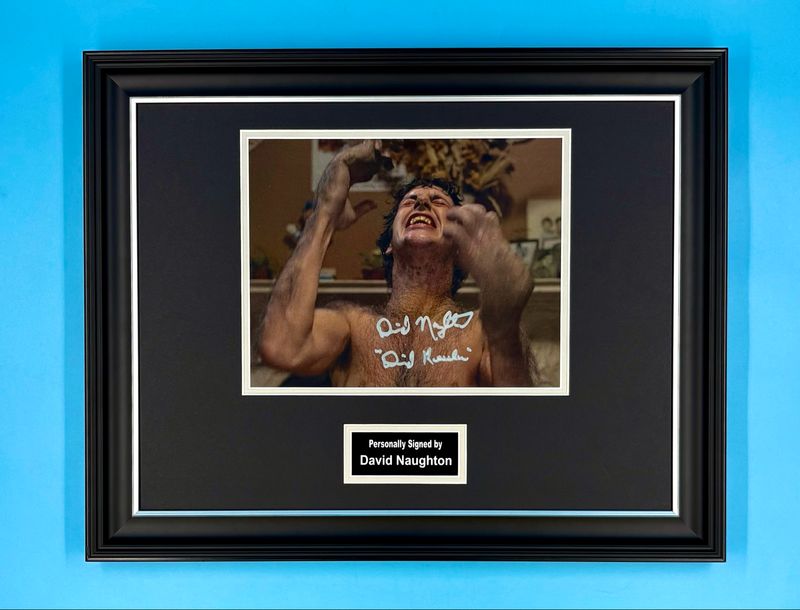 David Naughton Signed Photo In Luxury Handmade Wooden Frame & Certificate Of Authenticity Movie Film TV Memorabilia Autograph Auto An American Werewolf In London Poster