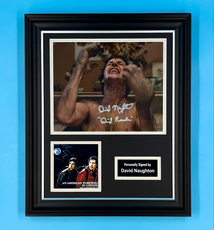 David Naughton Signed Photo In Luxury Handmade Wooden Frame & Certificate Of Authenticity Movie Film TV Memorabilia Autograph Auto An American Werewolf In London Poster